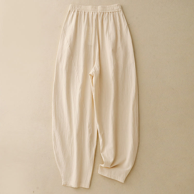 Buddha Stonesデイリー 無地 伸縮性ウエストバンド コットンリネン レディース パンツ ポケット付き - レモンシフォン - US8-10，UK/AU12-14，EU40-42 (2XL) - image 8