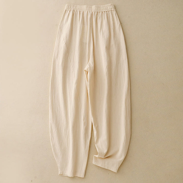 Buddha Stonesデイリー 無地 伸縮性ウエストバンド コットンリネン レディース パンツ ポケット付き - レモンシフォン - US8-10，UK/AU12-14，EU40-42 (2XL) - image 8