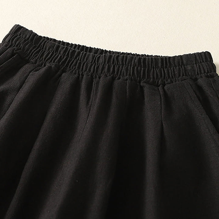 Buddha Stones多用途カジュアル 無地 伸縮性ウエストバンド コットンリネン レディース パンツ ポケット付き - image 12
