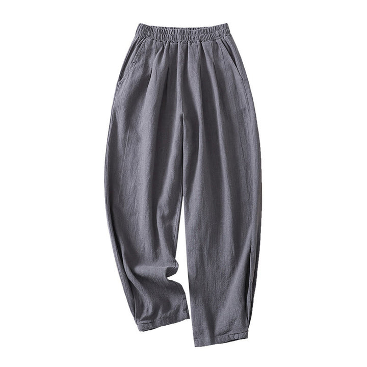 Buddha Stones多用途カジュアル 無地 伸縮性ウエストバンド コットンリネン レディース パンツ ポケット付き - image 10
