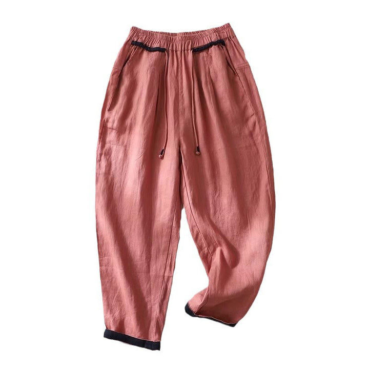 Buddha Stones万能コントラストカラーデザイン ドローストリング 7-8丈 レディース ハーレムパンツ ポケット付き - image 7
