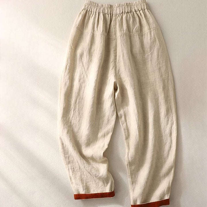 Buddha Stones万能コントラストカラーデザイン ドローストリング 7-8丈 レディース ハーレムパンツ ポケット付き - image 9