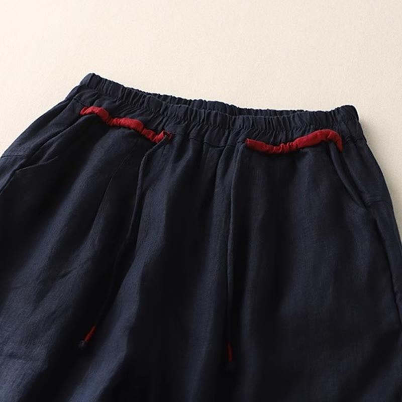 Buddha Stones万能コントラストカラーデザイン ドローストリング 7-8丈 レディース ハーレムパンツ ポケット付き - image 24