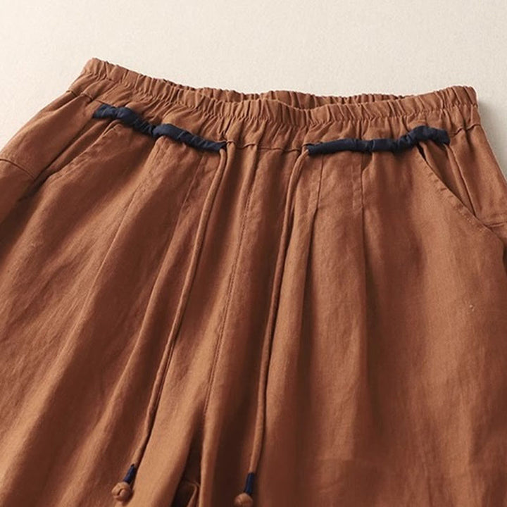 Buddha Stones万能コントラストカラーデザイン ドローストリング 7-8丈 レディース ハーレムパンツ ポケット付き - image 19