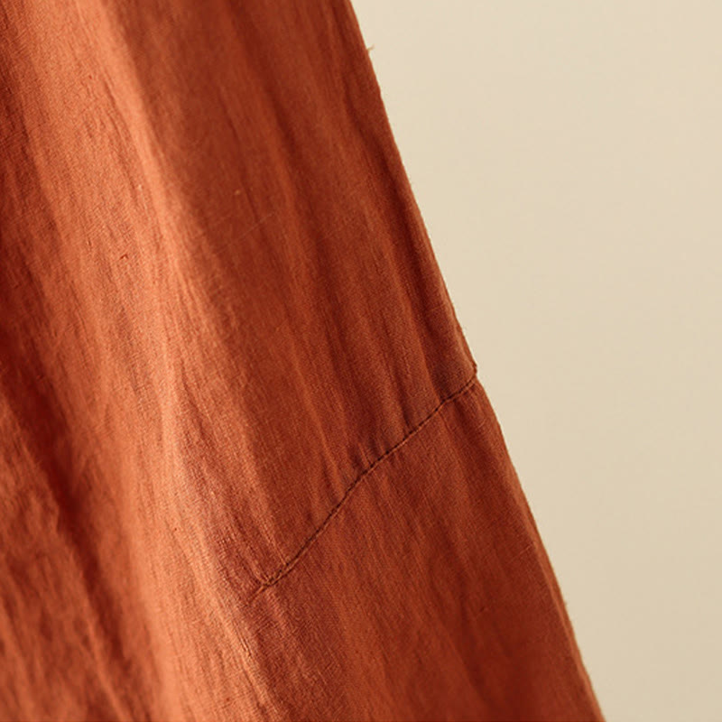 Buddha Stonesカジュアル 無地 シワデザイン ドローストリング 9丈 コットンリネン レディース ワイドレッグパンツ ポケット付き - image 11