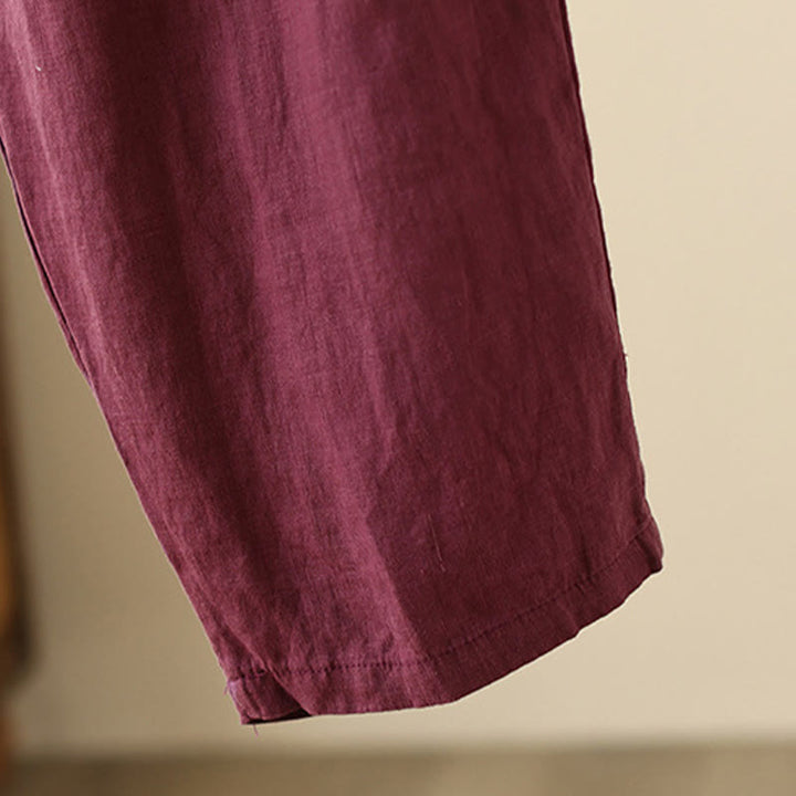 Buddha Stonesカジュアル 無地 シワデザイン ドローストリング 9丈 コットンリネン レディース ワイドレッグパンツ ポケット付き - image 16