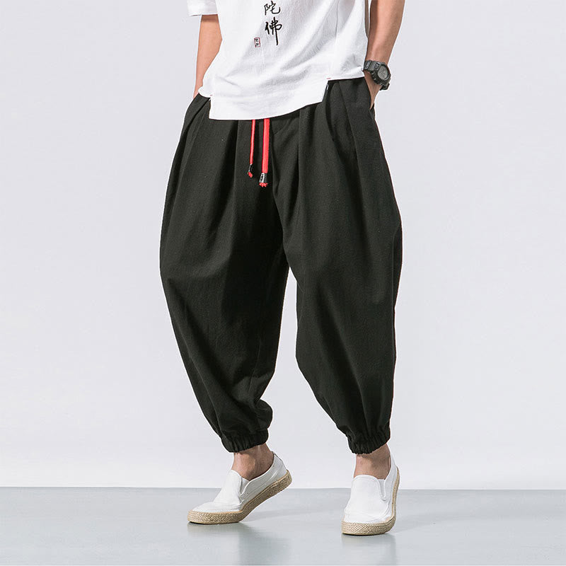 Buddha Stonesカジュアル スポーツ メンズ 無地 コットン ドローストリング パンツ ポケット付き - 黒 - US/UK/AU46、 EU56 (5XL) - image 1