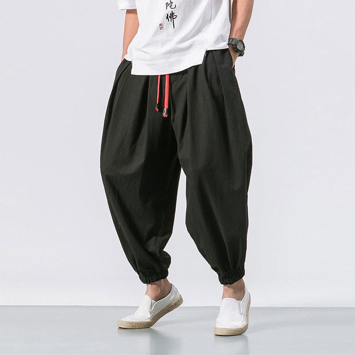 Buddha Stonesカジュアル スポーツ メンズ 無地 コットン ドローストリング パンツ ポケット付き - 黒 - US/UK/AU46、 EU56 (5XL) - image 1