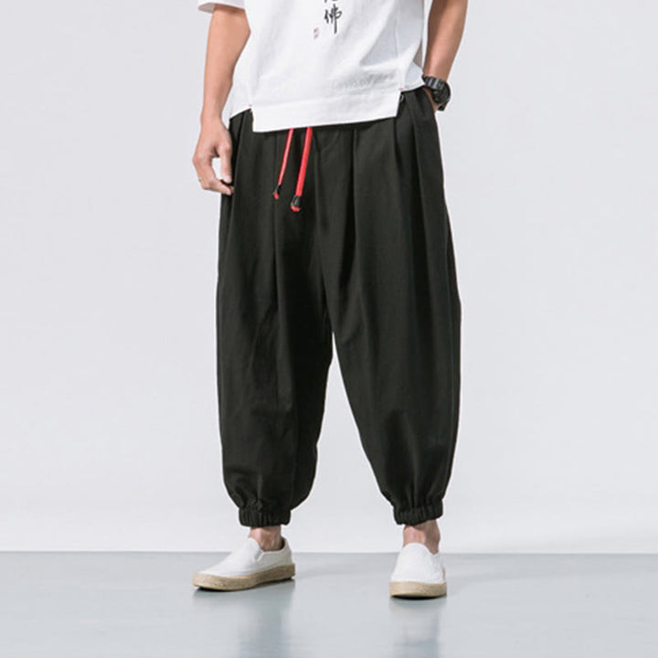 Buddha Stonesカジュアル スポーツ メンズ 無地 コットン ドローストリング パンツ ポケット付き - image 1