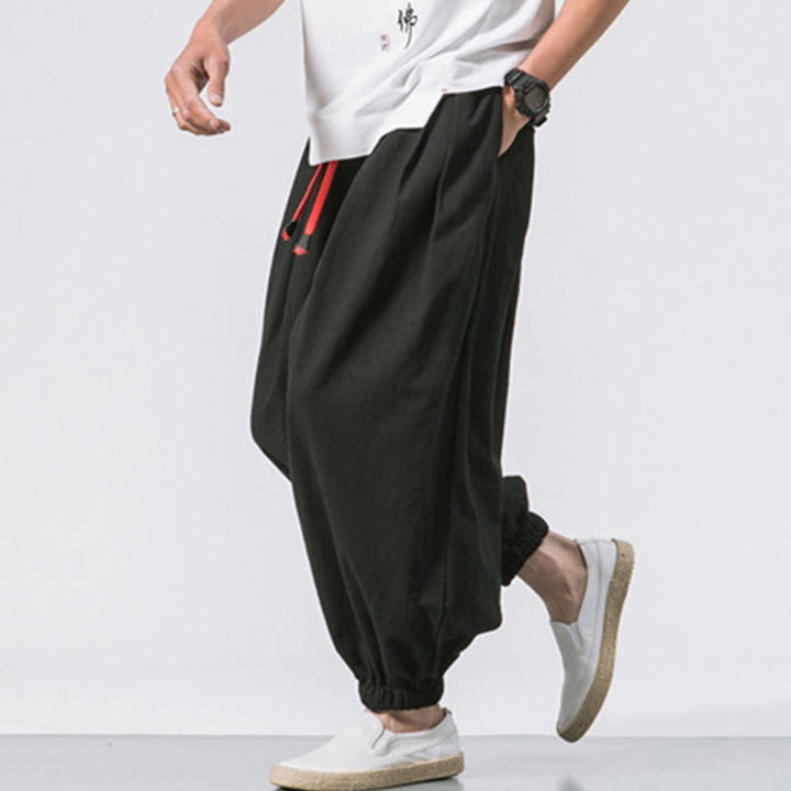 Buddha Stonesカジュアル スポーツ メンズ 無地 コットン ドローストリング パンツ ポケット付き - image 3