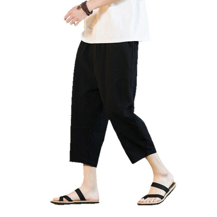 Buddha Stonesシンプルデザイン ドローストリング コットンリネン メンズ 無地 ハーレムパンツ ポケット付き - image 18