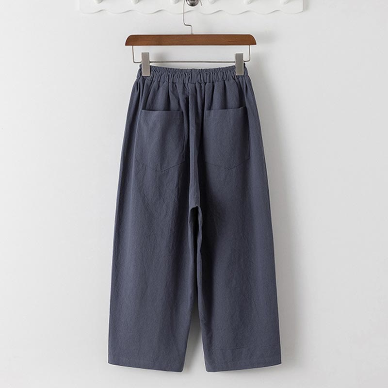 Buddha Stones夏 2点セット 無地 半袖 Tシャツ 7-8丈パンツ コットンリネン タンスーツ メンズ 瞑想用 布セット ポケット付き - image 4