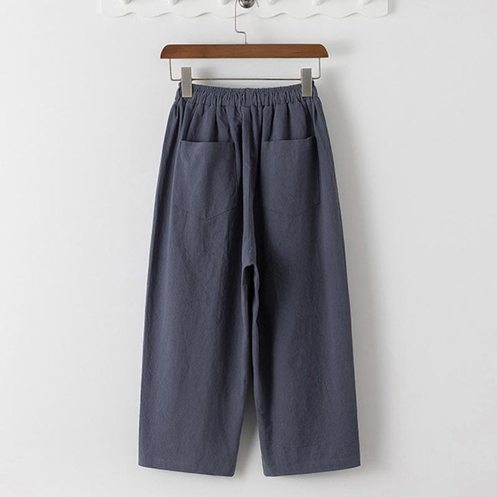 Buddha Stones夏 2点セット 無地 半袖 Tシャツ 7-8丈パンツ コットンリネン タンスーツ メンズ 瞑想用 布セット ポケット付き - image 4