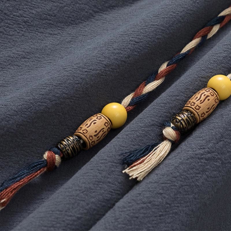 Buddha Stones夏 2点セット 無地 半袖 Tシャツ 7-8丈パンツ コットンリネン タンスーツ メンズ 瞑想用 布セット ポケット付き - image 6