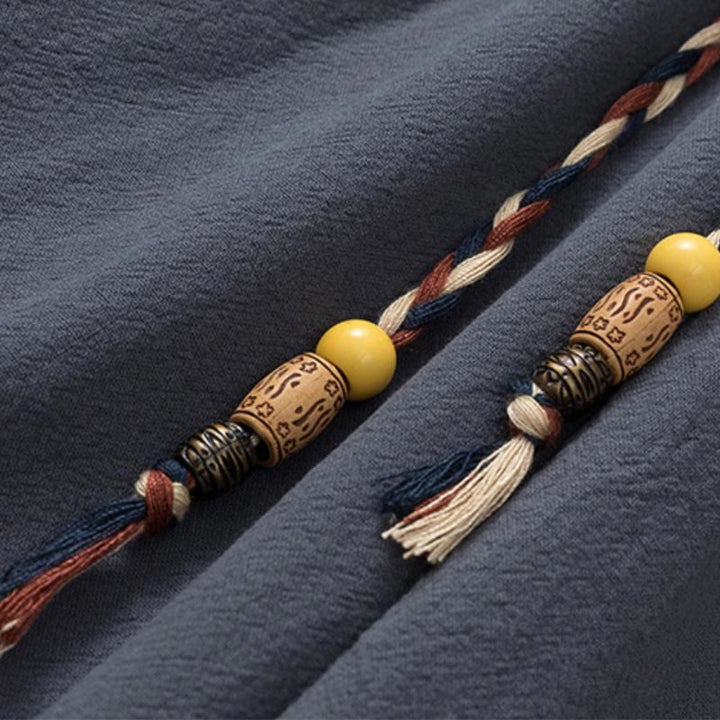 Buddha Stones夏 2点セット 無地 半袖 Tシャツ 7-8丈パンツ コットンリネン タンスーツ メンズ 瞑想用 布セット ポケット付き - image 6