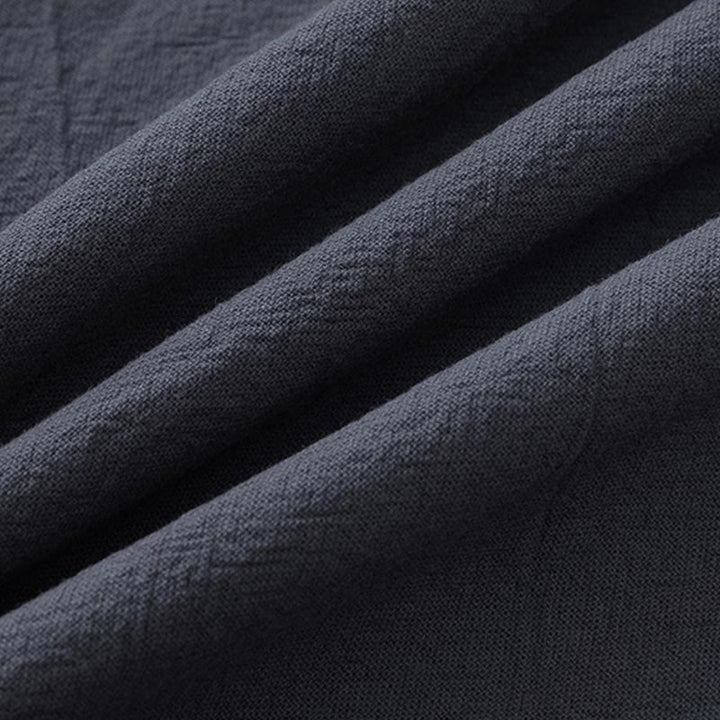 Buddha Stones夏 2点セット 無地 半袖 Tシャツ 7-8丈パンツ コットンリネン タンスーツ メンズ 瞑想用 布セット ポケット付き - image 3