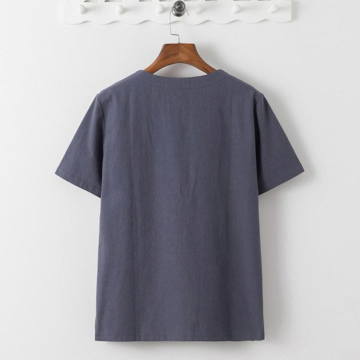 Buddha Stones夏 2点セット 無地 半袖 Tシャツ 7-8丈パンツ コットンリネン タンスーツ メンズ 瞑想用 布セット ポケット付き - image 2