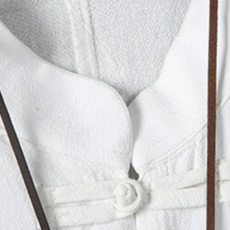 Buddha Stones夏用 カエルボタン パッチワーク 半袖デザイン コットンリネン メンズ シャツジャケット - image 5