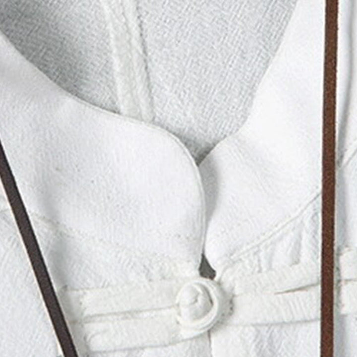 Buddha Stones夏用 カエルボタン パッチワーク 半袖デザイン コットンリネン メンズ シャツジャケット - image 5