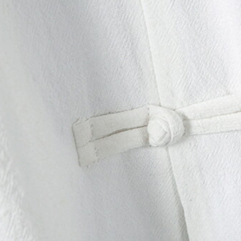 Buddha Stones夏用 カエルボタン パッチワーク 半袖デザイン コットンリネン メンズ シャツジャケット - image 6