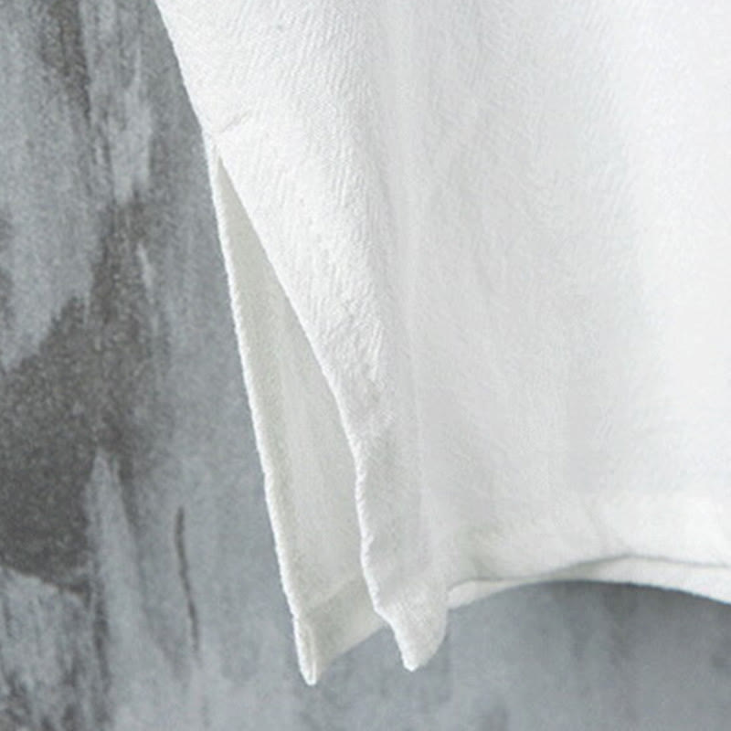 Buddha Stones夏用 カエルボタン パッチワーク 半袖デザイン コットンリネン メンズ シャツジャケット - image 9