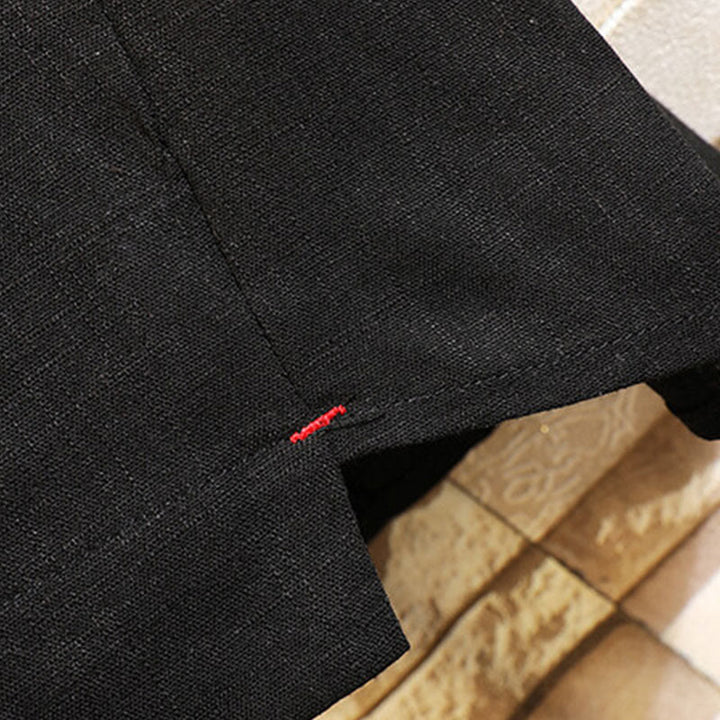 Buddha Stones夏 中国風 カエルボタン メンズ 無地 ボタン 半袖 コットン リネン シャツ - image 5