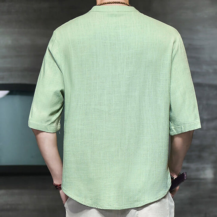 Buddha Stonesカジュアル ヴィンテージ 中国風 カエルボタン メンズ 半袖 コットン リネン Tシャツ - image 14