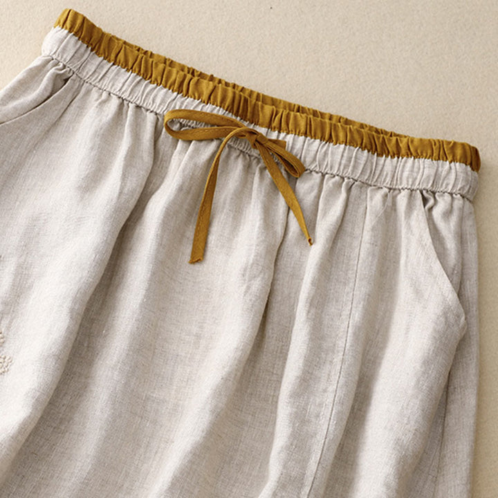 Buddha Stonesヴィンテージ 無地 刺繍 ドローストリング レディース スカート ポケット付き - image 8