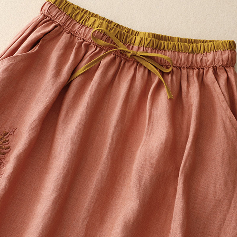 Buddha Stonesヴィンテージ 無地 刺繍 ドローストリング レディース スカート ポケット付き - image 19