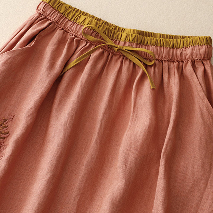 Buddha Stonesヴィンテージ 無地 刺繍 ドローストリング レディース スカート ポケット付き - image 19