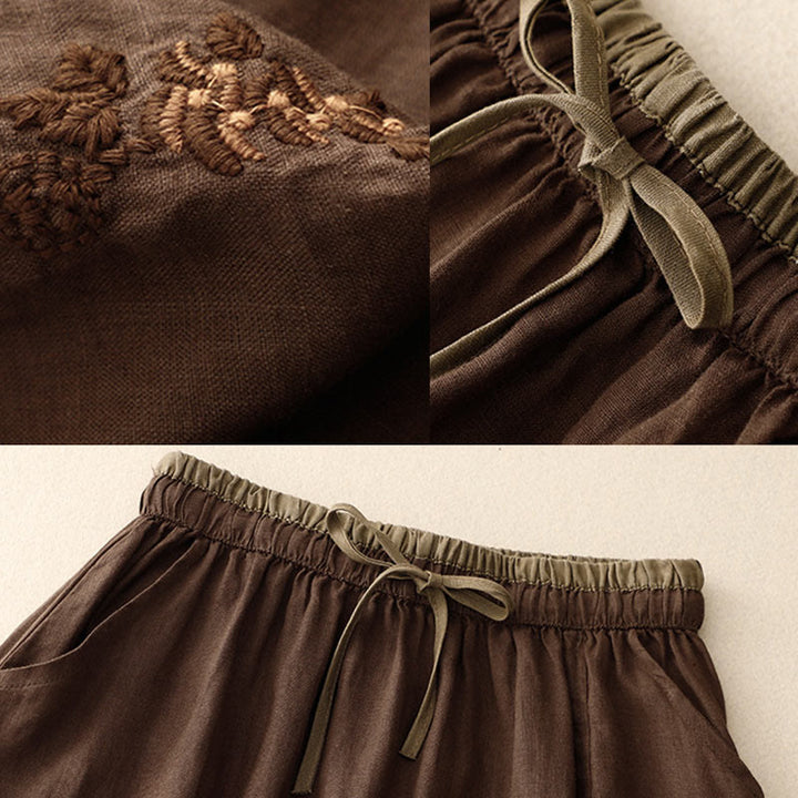 Buddha Stonesヴィンテージ 無地 刺繍 ドローストリング レディース スカート ポケット付き - image 17