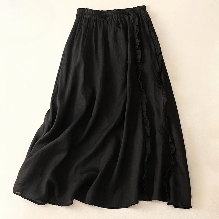 Buddha Stones夏用 無地 フリルデザイン レディーススカート - 黒 - US8-10，UK/AU12-14，EU40-42 (2XL) - image 10