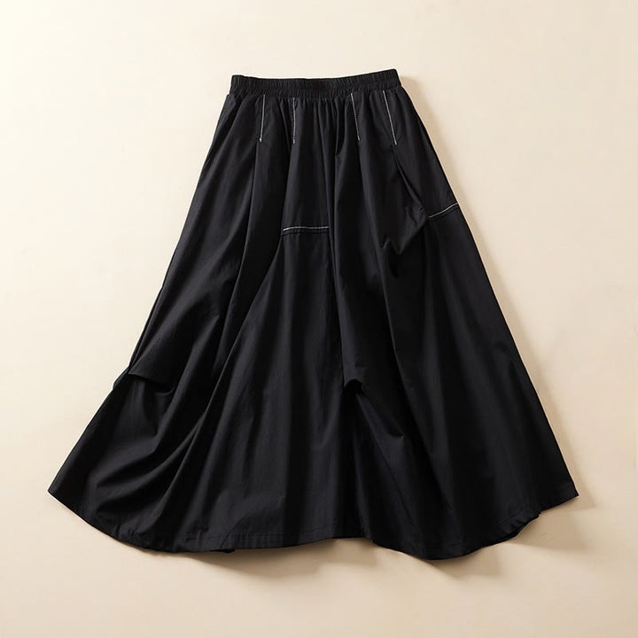 Buddha Stones夏 カジュアル 不規則デザイン レディース コットンスカート ポケット付き - 黒 - US8-10，UK/AU12-14，EU40-42 (2XL) - image 8