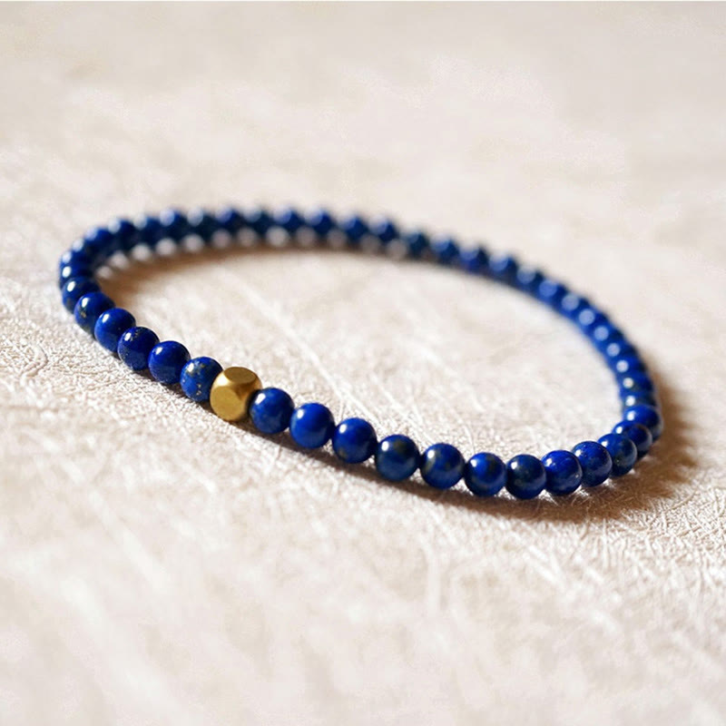 Buddha Stones4mm 極薄ラズライトビーズ セルフケアブレスレット