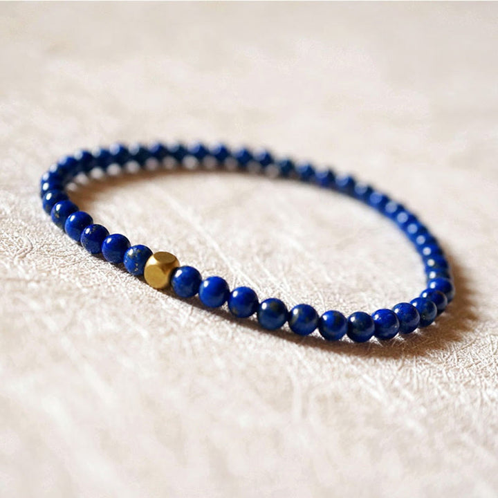 Buddha Stones4mm 極薄ラズライトビーズ セルフケアブレスレット