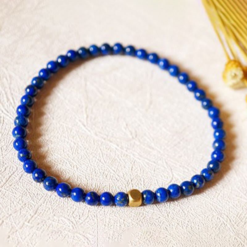 Buddha Stones4mm 極薄ラズライトビーズ セルフケアブレスレット