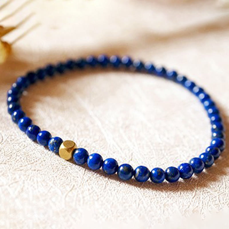 Buddha Stones4mm 極薄ラズライトビーズ セルフケアブレスレット