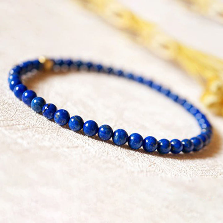 Buddha Stones4mm 極薄ラズライトビーズ セルフケアブレスレット