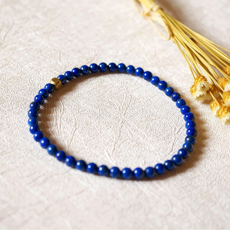 Buddha Stones4mm 極薄ラズライトビーズ セルフケアブレスレット