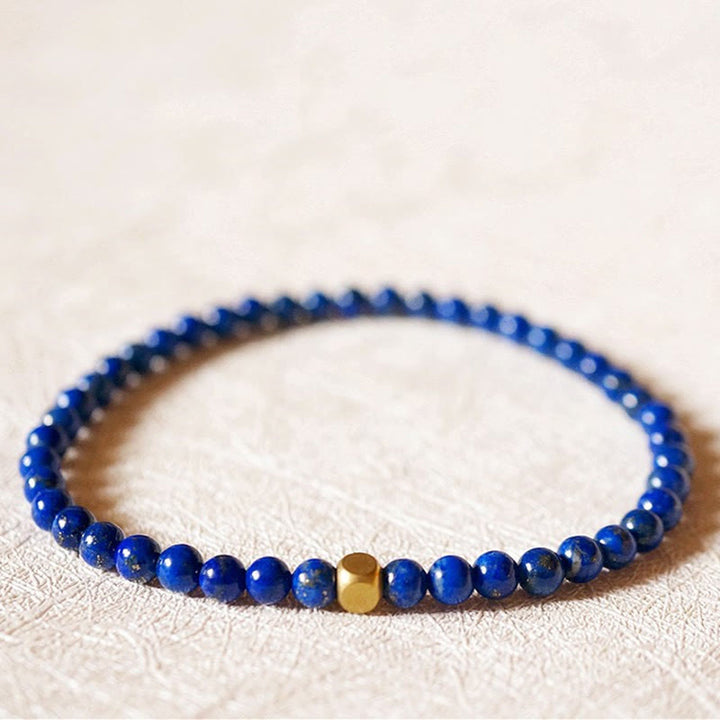 Buddha Stones4mm 極薄ラズライトビーズ セルフケアブレスレット