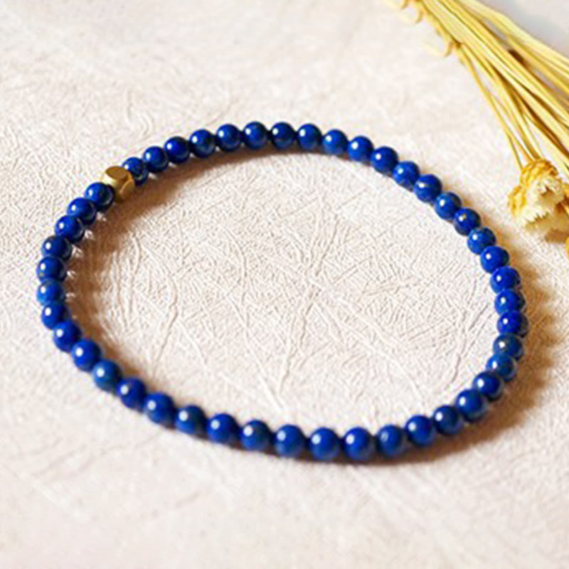 Buddha Stones4mm 極薄ラズライトビーズ セルフケアブレスレット