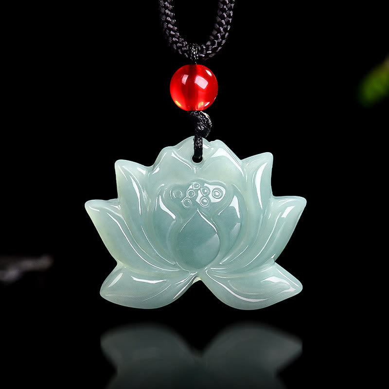Buddha Stones蓮の花模様 彫刻 翡翠 繁栄 ネックレス ペンダント - image 3