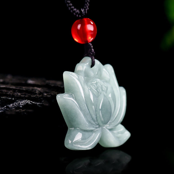 Buddha Stones蓮の花模様 彫刻 翡翠 繁栄 ネックレス ペンダント - image 5