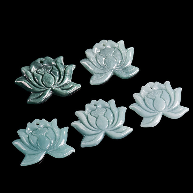 Buddha Stones蓮の花模様 彫刻 翡翠 繁栄 ネックレス ペンダント - image 9