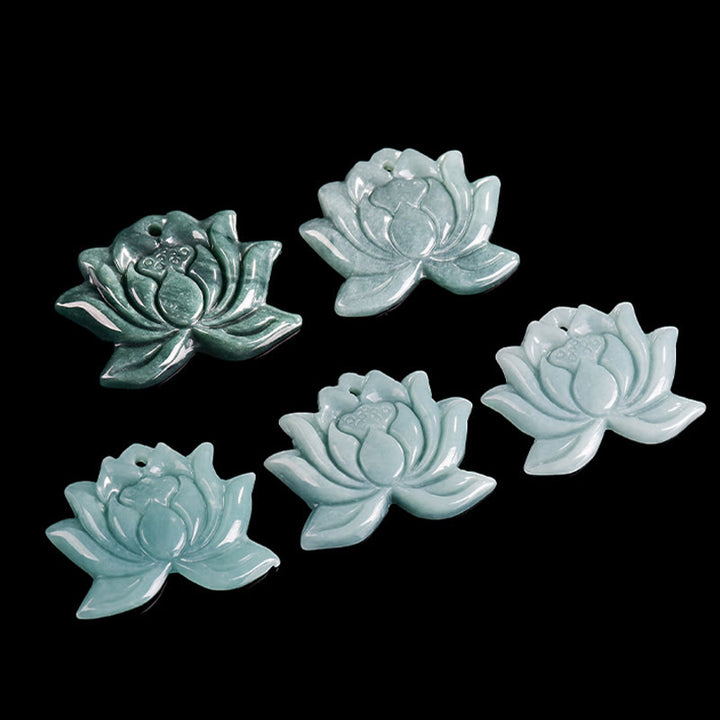 Buddha Stones蓮の花模様 彫刻 翡翠 繁栄 ネックレス ペンダント - image 9