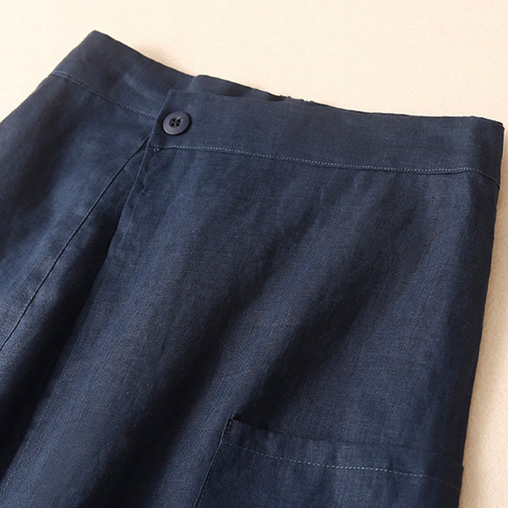 Buddha Stonesヴィンテージ サマー アシンメトリー ハイウエスト レディース コットンリネン スカート ポケット付き - image 4