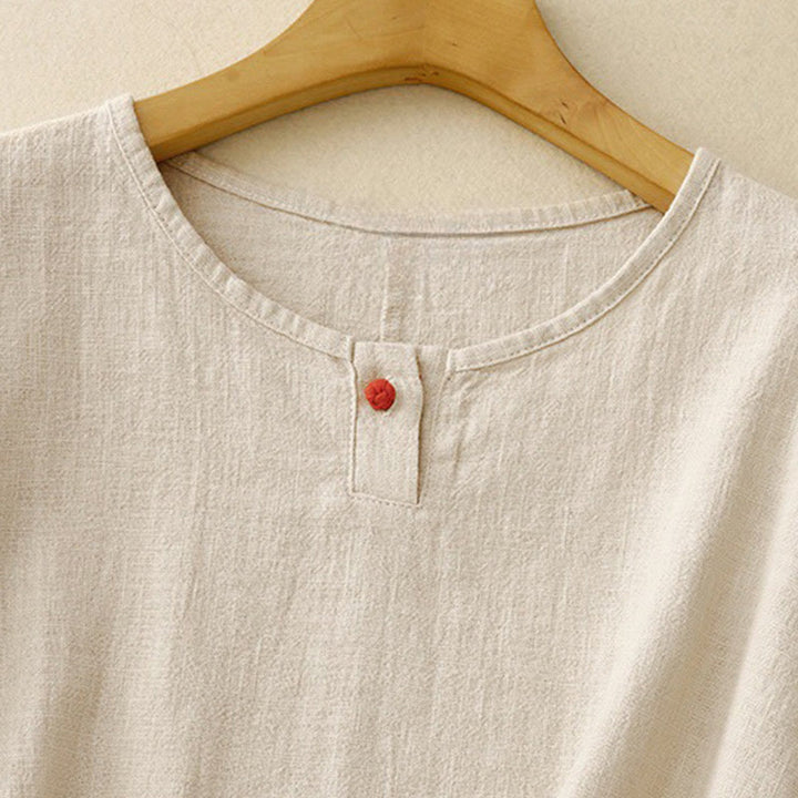 Buddha Stonesカジュアル 無地 レディース クルーネック ゆったり半袖Tシャツ - image 2