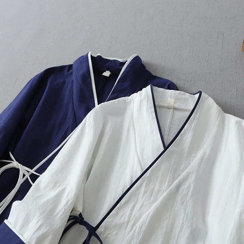 Buddha Stonesカジュアルカラーステッチ Vネック 七分袖 禅コットンリネン レディースシャツ - image 12