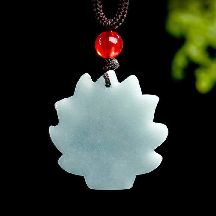 Buddha Stones天然グリーン翡翠九尾狐の豊穣のネックレスペンダント