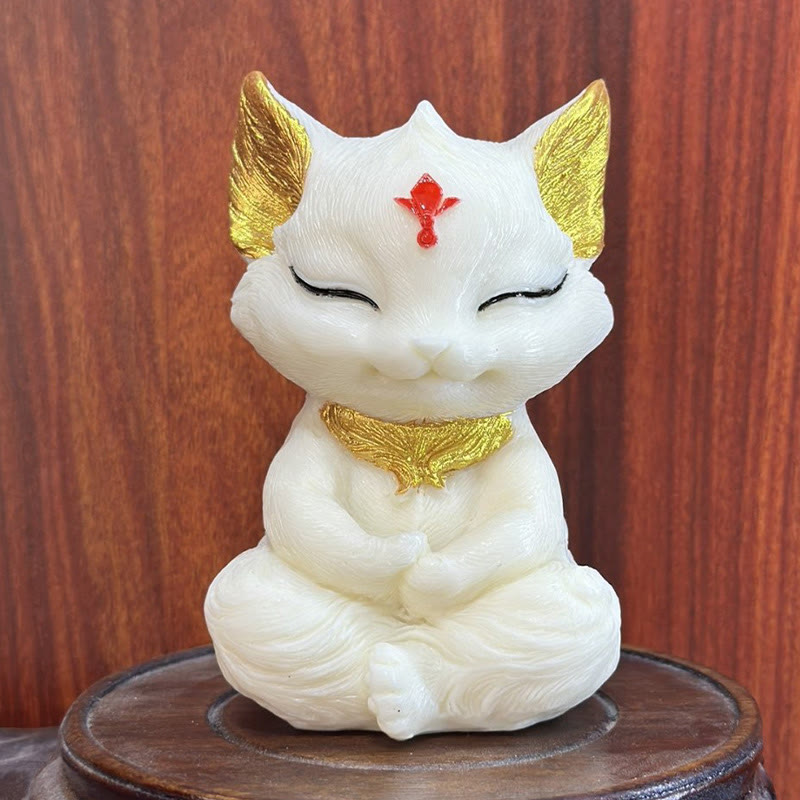 Buddha Stones九尾の狐 彫刻 象牙 フルーツ 祝福 室内装飾 - アイボリーフルーツゴールデンフォックス11×6×6cm - image 0